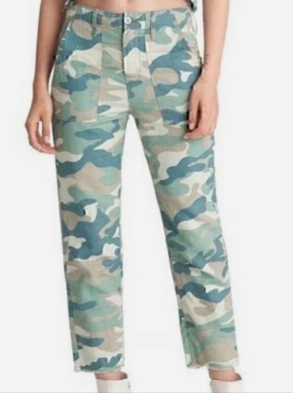 Mother Kids Camo Crop Pants in Green
